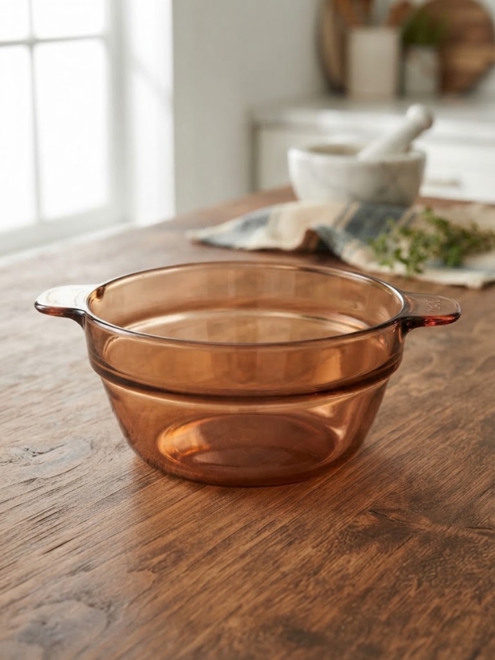 RARE Corningware Vision Amber Brown Glass Double broiler insert V20B FRANCE